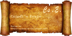 Csipán Ervin névjegykártya